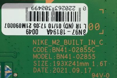 MAIN PARA SMART TV SAMSUNG QLED 4K RESOLUCION ( 3840x2160 ) NUMERO DE PARTE BN94-17171G / BN41-02855C / BN94-17171G / BN4-18194A / 17171G / PANEL CY-QA075FGHV7H / DISPLAY ST7461D02-M / MODELO QN75Q70AAFXZA CH07 - Imagen 2